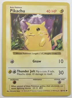 Pikachu Base Set Shadowless Yellow Cheeks Card 58/102 LP - Image 1