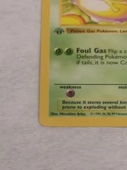 1st Edition Shadowless Koffing 51/102 Base Set Rare Vintage Pokemon Card - Image 2