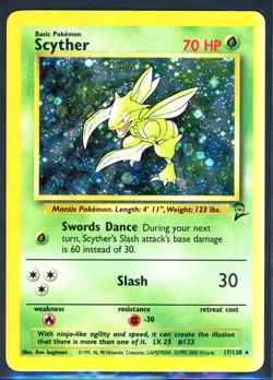 Pokemon Cards - Scyther 17/130 - Base Set 2 - Sunfaded - Image 1