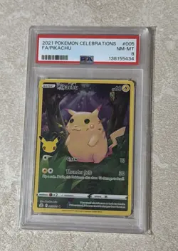 2021 Pokemon Celebrations #005 FA Pikachu PSA 8 NM-MT - Image 1