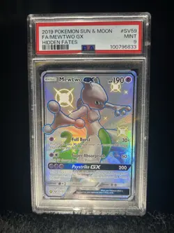 Pokemon Mewtwo GX SV59/SV94 Hidden Fates Shiny Holo Rare PSA 9 Full Art - Image 1