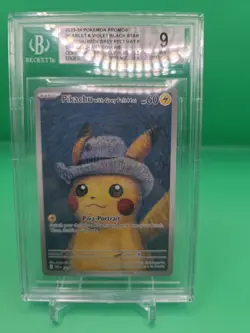 Pokemon Pikachu TCG Van Gogh Grey Felt Hat Black Star Promo SVP 085 BGS 9 - Image 1