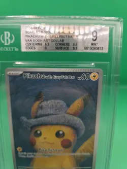 Pokemon Pikachu TCG Van Gogh Grey Felt Hat Black Star Promo SVP 085 BGS 9 - Image 3