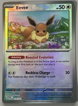 Pokemon Prismatic Evolutions Eevee Basic #074MBALL Common Reverse Holo #074/131 - Image 1