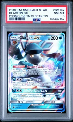 Glaceon GX SM147 PSA 8 Holo Sun & Moon Promo Celebration Tin Pokemon Card 🔥🔥 - Image 1