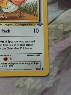 Pokemon TCG Spearow Jungle 62/64 Regular LP. - Image 5