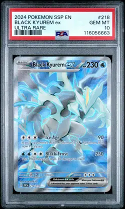 2024 POKEMON SSP EN-SURGING SPARKS ULTRA RARE #218 BLACK KYUREM EX PSA 10 - Image 1