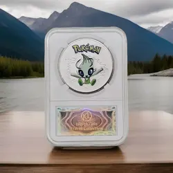 Pokemon Colorized Celebi Metal Coin In Slab - Worth Coin Collection - Image 1
