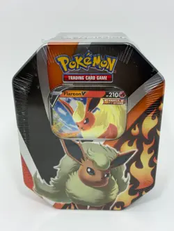 Pokemon TCG Eevee Evolutions Tin (Flareon V) Sealed New Tin 4 Boosters - Image 1