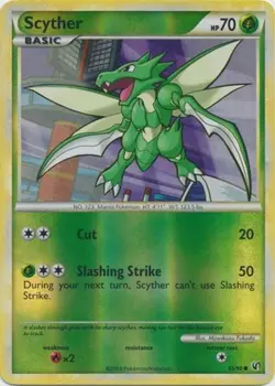 1x Scyther - 65/90 - Common - Reverse Holo Heavily Played Pokemon HGSS - Undaunt - Image 1