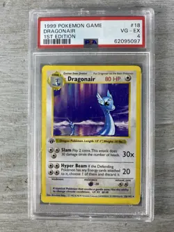 1999 1st Edition Dragonair Base Set Shadowless 18/102 (PSA 4VG-EX) Pokemon Card. - Image 1