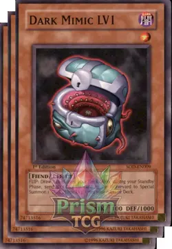 X3 Playset 1st Ed Dark Mimic LV1 SOD-EN009 Yugioh - Image 1