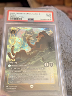 2025 DISNEY LORCANA EN 9-FABLED ENCHANTED #239 SCAR FINALLY KING PSA 9 - Image 4