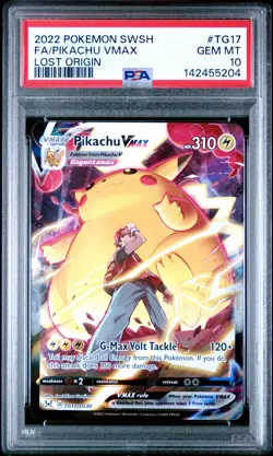 2022 POKEMON SWORD & SHIELD LOST ORIGIN #TG17 FULL ART/PIKACHU VMAX PSA 10 - Image 1
