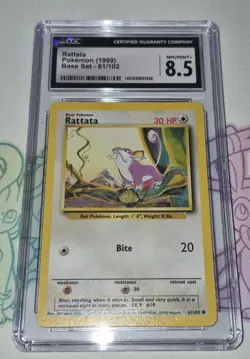 Pokemon - Rattata - CGC 8.5 - 1999 Base Set - 61/102 - ENG - Vintage Graded Slab - Image 1
