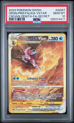 POKEMON SWORD & SHIELD CROWN ZENITH FULL ART/ORIGIN FORME PALKIA VSTAR PSA 10 - Image 1