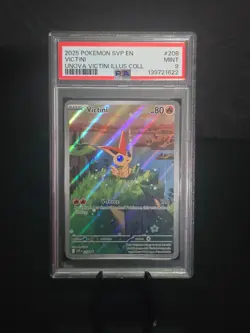 Graded PSA 9 English 2025 Pokemon Unova Illus. Coll. BS Victini Promo #208 - Image 1