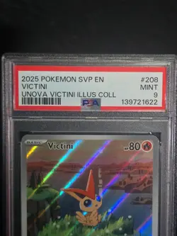 Graded PSA 9 English 2025 Pokemon Unova Illus. Coll. BS Victini Promo #208 - Image 3