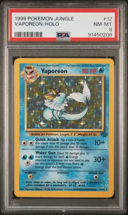 1999 Pokemon Jungle - Vaporeon Holo 12/64 PSA 8 - Image 1