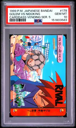 PSA 10 2026 CERT GOLEM VS NIDOKING 1999 POKEMON JPN BANDAI CARDDASS VENDING #179 - Image 1