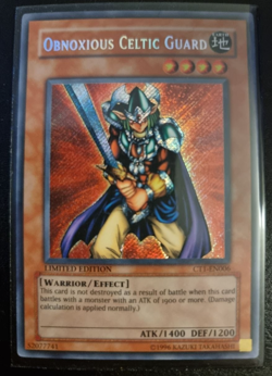 Yu-Gi-Oh! Obnoxious Celtic Guard, CT1-EN006, Secret Rare, Limited Edition - Image 1