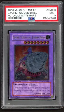 Yu-Gi-Oh! Cards - PSA 9 Super Vehicroid Jumbo Drill POTD-EN036 - 1st Edition UR - Image 1