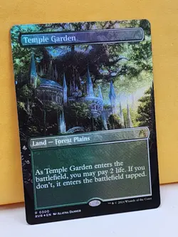 1x FOIL BORDERLESS ALT ART Temple Garden, NM, RVR, Magic: the Gathering, MtG - Image 2