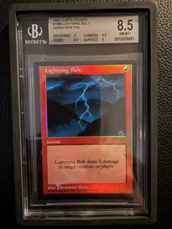 1998 Lightning Bolt BGS 8.5 Judge Gift Card Foil MTG JDG Promo - Image 1
