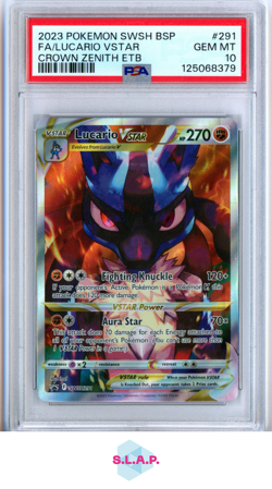 LUCARIO VSTR POKEMON SWSH291 2023 CLOWN ZENITH ETB FULL ART HOLO ENGLISCH PSA 10 - Image 1