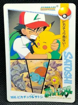 Pikachu Ash Ketchum Pokemon Carddass Anime Collection No.166 Bandai Japan F/S - Image 1