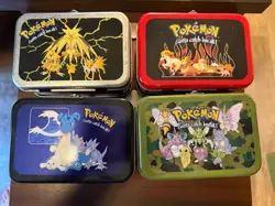 Pokemon Metal Storage Tin Lot (4) – 2000 Accessory Network Vintage Set - Image 1