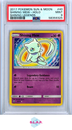 SHINING MEW POKEMON 40 2017 SUN & MOON SHINING LEGENDS HOLO ENGLISH PSA 9 - Image 1