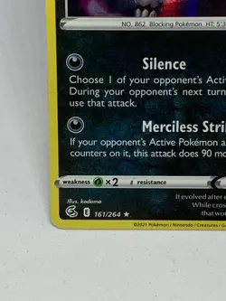 Galarian Obstagoon - Pokemon - Fusion Strike - 161/264 - Holo - Rare - 🔟 - Image 3