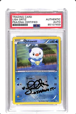 PSA Signed Lisa Ortiz Pokemon League Oshawott Black White Cross Holo 27/114 2011 - Image 1