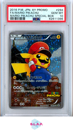 FULL ART MARIO PIKACHU POKEMON 294 / XY-P 2018 POKEMON JAP PRM GEM MT JAP PSA 10 - Image 1