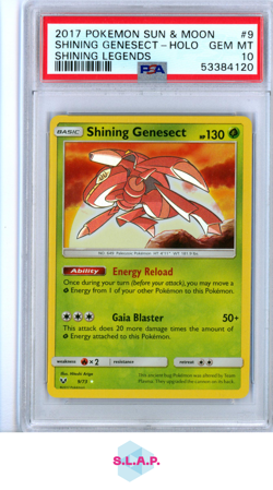 SHINING GENESECT POKEMON 9 2017 SUN & MOON SHINING LEGENDS HOLO ENGLISH PSA 10 - Image 1
