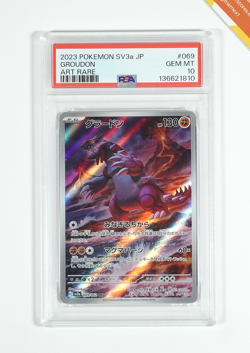 Pokemon PSA 10 Groudon #069 SV3a Raging Surf Art Rare 2023 Japanese - Image 1