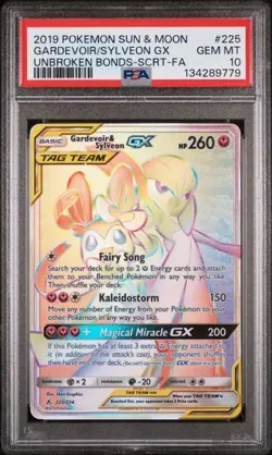 PSA 10 GEM MT Gardevoir & Sylveon GX 225/214 | Pokemon TCG Unbroken Bonds Secret - Image 1