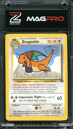 1999 TCG Pokemon #5 Dragonite First Movie Promo Gold Foil Stamp LP - Image 2