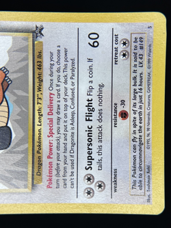 1999 TCG Pokemon #5 Dragonite First Movie Promo Gold Foil Stamp LP - Image 4