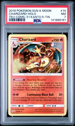 Charizard #14 PSA 7 NM Cosmos Holo Bleed Promo Kanto Tin Pokemon Card Swirl 🌀🔥 - Image 1
