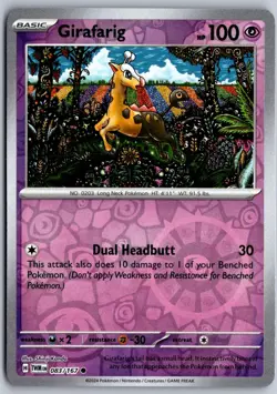 Girafarig 083/167 Common Twilight Masquerade Pokemon Reverse Holo Near Mint - Image 1