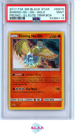 SHINING HO-OH POKEMON SM70 BLACK STR 2017 PRM S.L.ELITE TRNR.BOX HOLO EN PSA 9 - Image 1