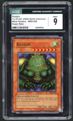 Yu-Gi-Oh! Cards - CGC 9 Kazejin MRD-026 - Metal Raiders Super Rare - MINT - Image 1