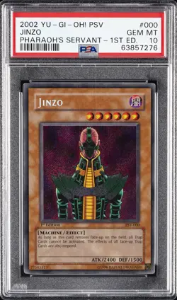 2002 YU-GI-OH! PSV-PHARAOH'S SERVANT 1ST EDITION #000 JINZO PSA 10 - Image 1