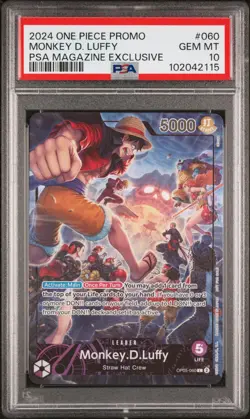 2024 One Piece EN Promo Monkey D. Luffy PSA Magazine Exclusive OP05-060 PSA 10 - Image 1