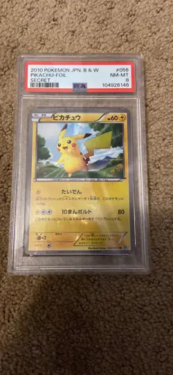Pikachu Secret Japanese B & W Psa 8 Near Mint Pokemon Card - Image 1