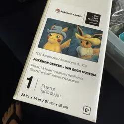 New Pokemon Center 2023 Pikachu Eevee Van Gogh Museum TCG Accessories Playmat - Image 1