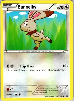 Pokemon TCG Bunnelby XY Primal Clash 120/160 Regular Common Card NM - Image 1