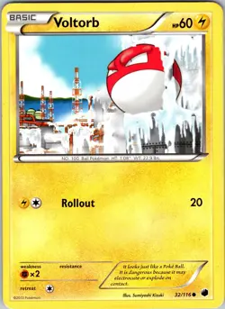 Pokemon TCG Voltorb B&W Plamsa Freeze 32/116 Regular Common Card Played LP - Image 1